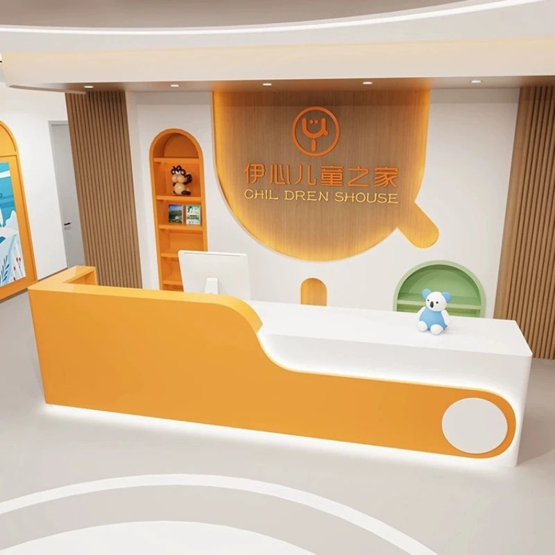 

Front Kindergarten Reception Desks Training Institution Hotel Shop Clinic Reception Desks Modern Clothing Furniture A Mesa JTR
