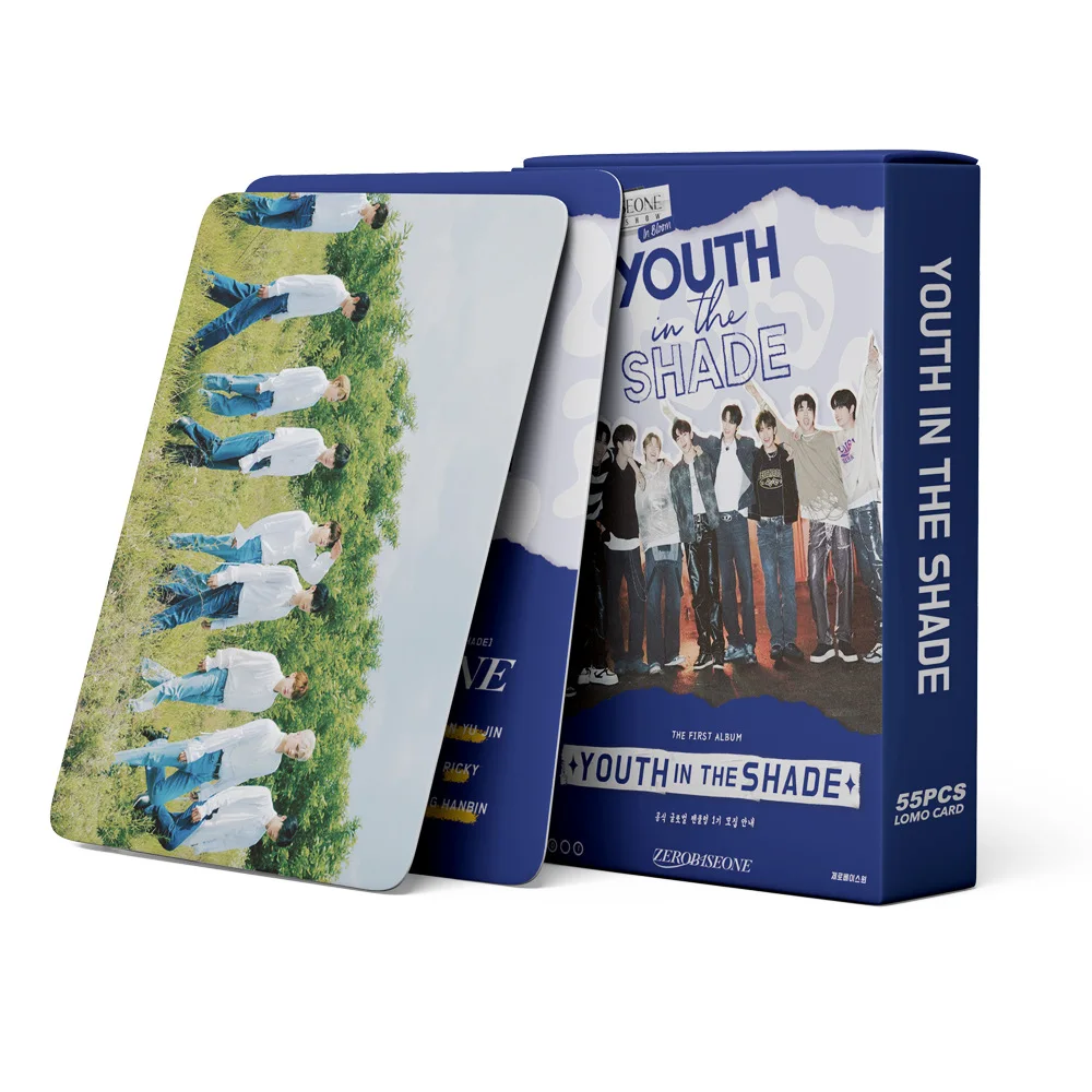 55pcs ZEROBASEONE 1st Album YOUTH IN THE SHADE Photocards Two-sides Printing Bright Film ZhangHao Ricky Han LOMO Cards Fans Gift