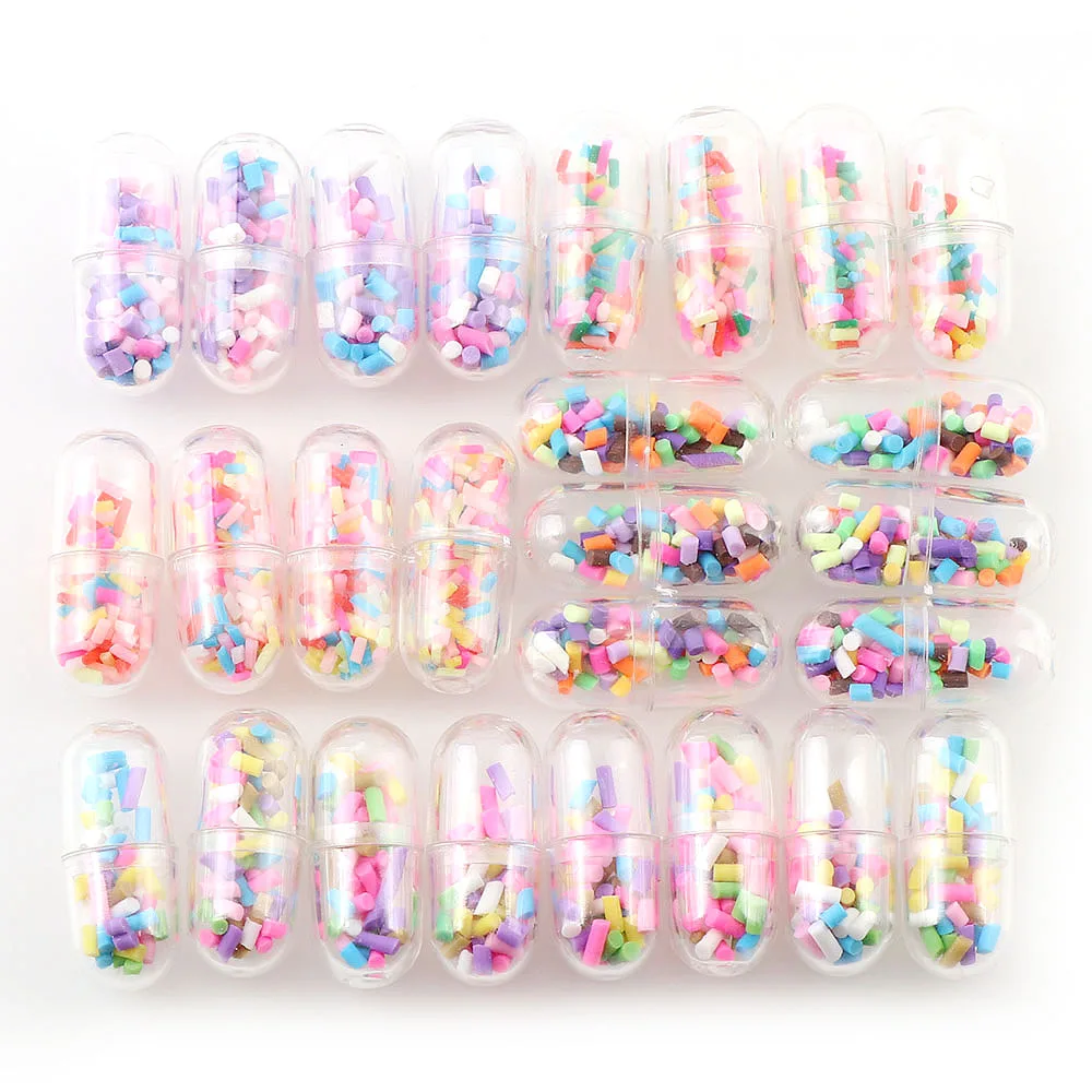 10pcs/lot Mini Pill Capsule Colorful Polymer Clay in Bottle for DIY Crafts Phone Decoration Epoxy Resin Filling