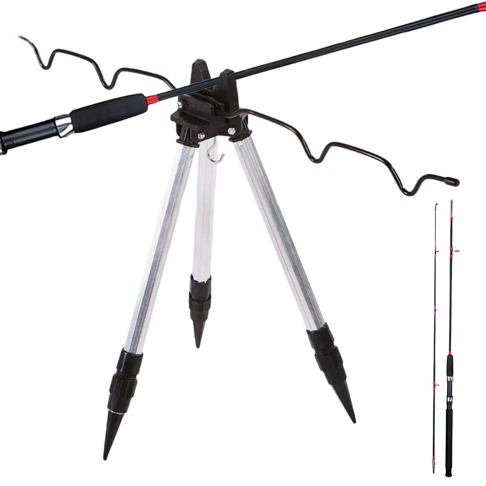 Aluminum Alloy Tripod Fishing Rod Holder Telescopic Ground Stand Bracket Portable Foldable Support For Sea Lake River Fishing view 2