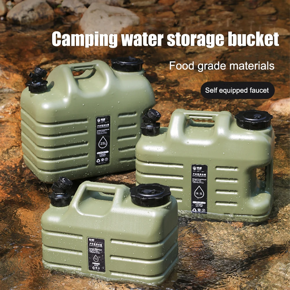 10-25L Outdoor Water Bucket Large-Capacity Portable Camping Water Bag Container with Faucet Driving Water Tank for Picnic Hiking