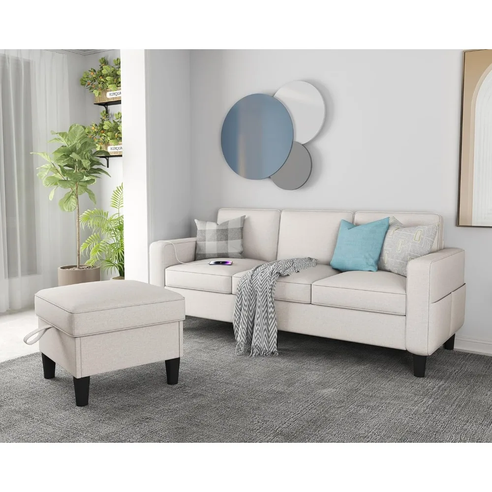 

Sectional L Shaped Living Room Modular USB+Type-C Charging Port 3 Seater Couches With Removable Storage Ottoman Small Sofa 78