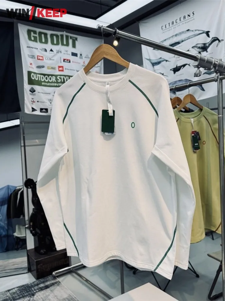 

Уличная мужская и женская футболка для кемпинга, сохраняющая тепло, с круглым вырезом, пуловер с длинными рукавами, топы, футболки для спортсменов, треккинговая спортивная одежда свободного покроя