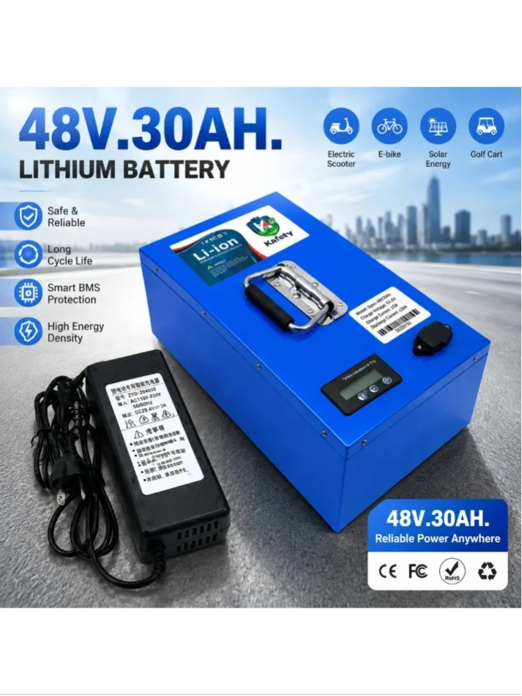 Schneller Lufttransport verfügbar 18650 Lithium-Batteriepack 48V 30AH 30000mAh Volle Leistung Geeignet für 250-2000W Motor Ausgestattet mit Ladegerät