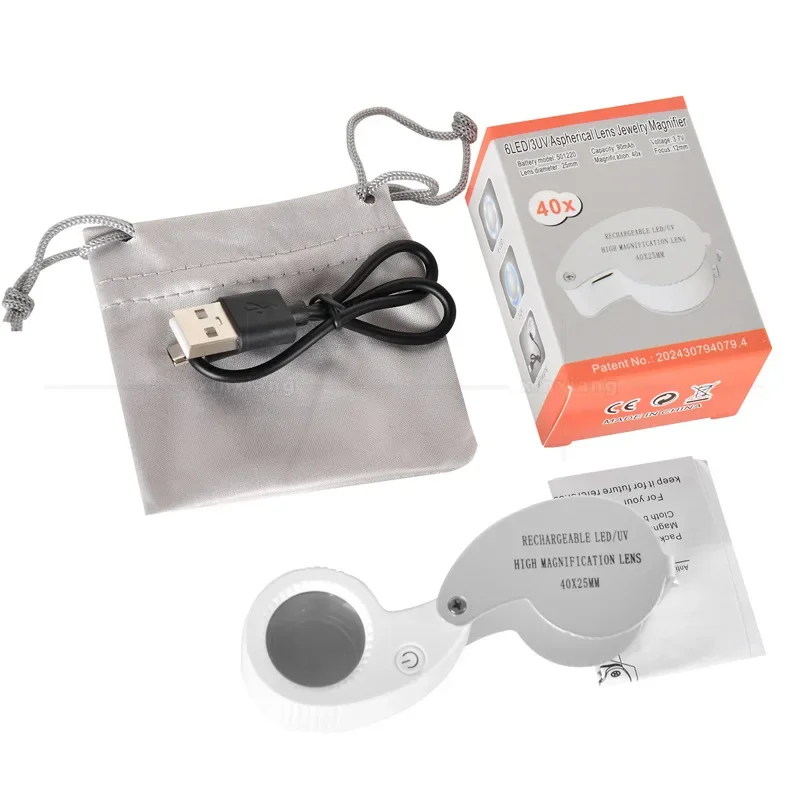 60X UV ABS Handheld Portable Folding Jewelry Magnifying Glasses with LED Lights Helping Hand Soldering Magnifier Solder Clamp