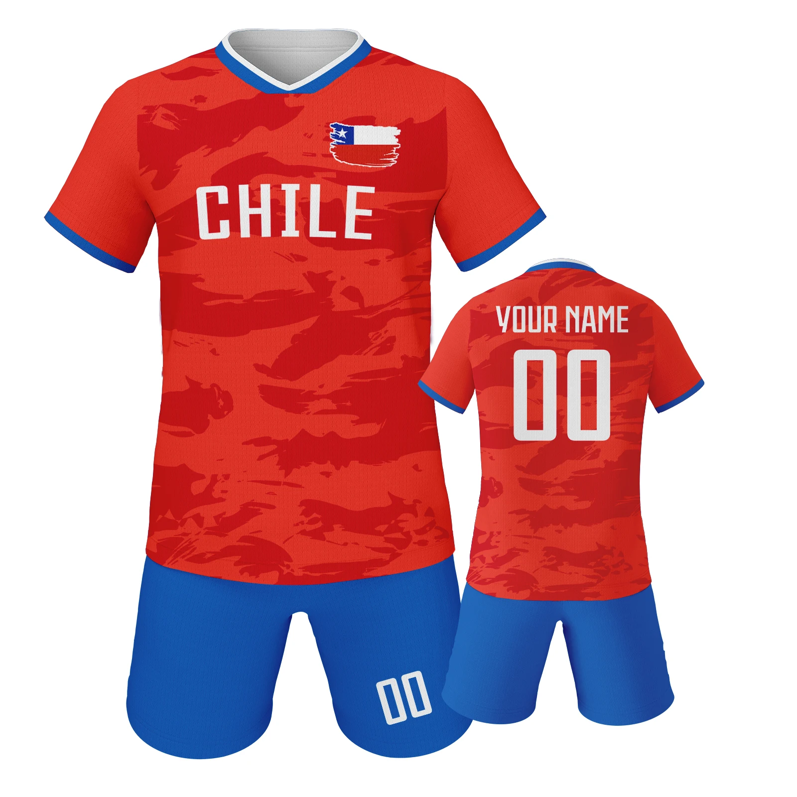 Custom Chile Kids Soccer Jersey Kit for Boys and Girls Personalized with Name Number Sublimation Football Training Uniform