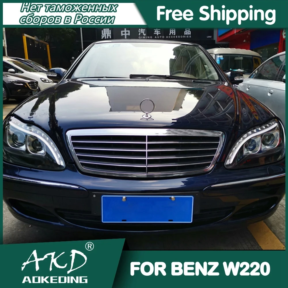 For BENZ W220 Headlights 1999-2005 DRL Day Running Light 12V LED Bi Xenon Bulb Fog Lights Car Accessory S320 S350 S500 Head Lamp