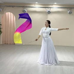 New Flag-Throwing Belly Dance Props Equipped With Telescopic Sticks Artificial Silk 30cm Stage Performance Dance Accessories