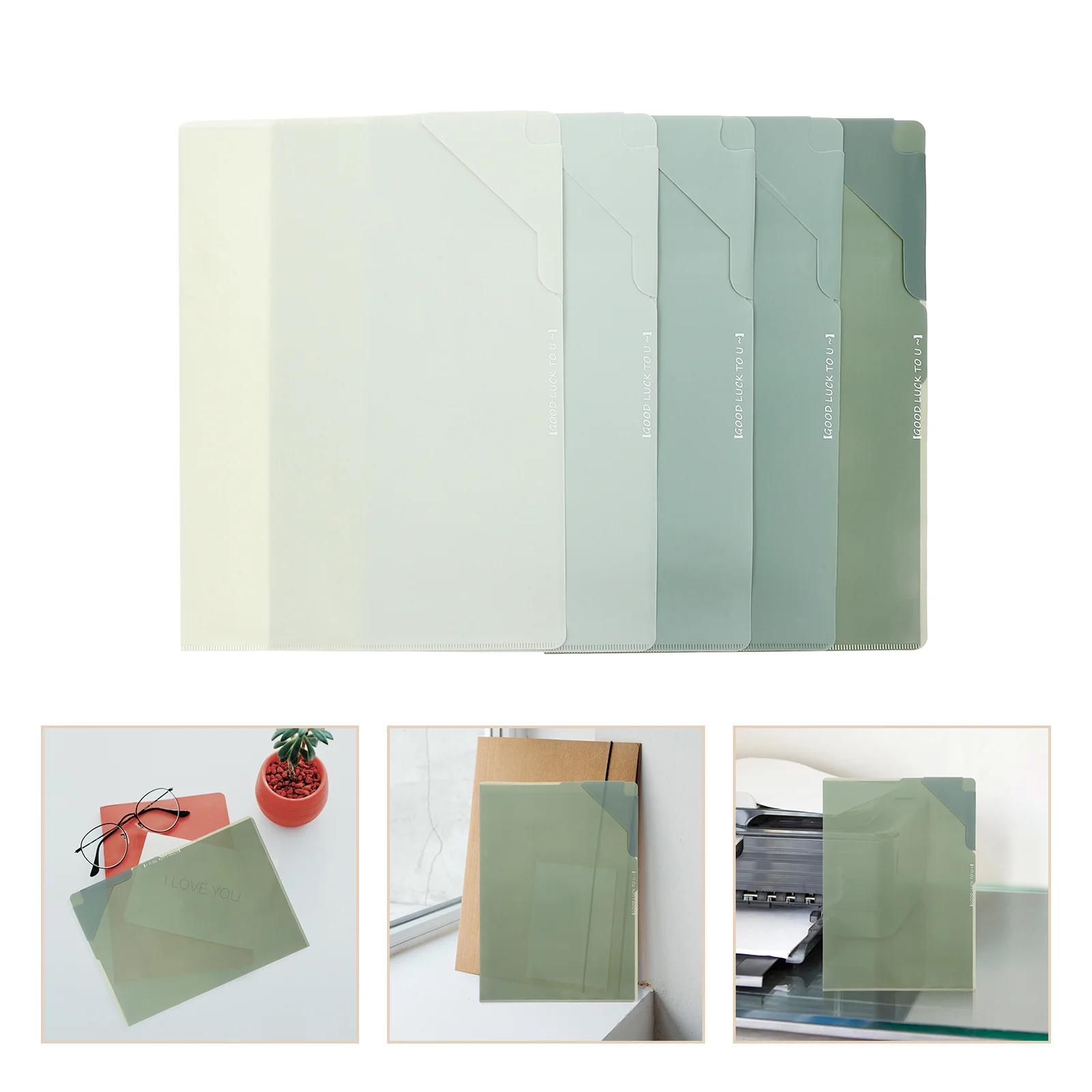 

5Pcs L-Type File Folder Set Gradient Color Document Organizer Portable Pocket Folders for Office School Home Aesthetic Office