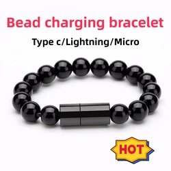 Bead Bracelet USB Cable Wearable USB C Charging Cable Portable USB C Charger for iPhone Type C Micro USB Fast Charging Cord Gift