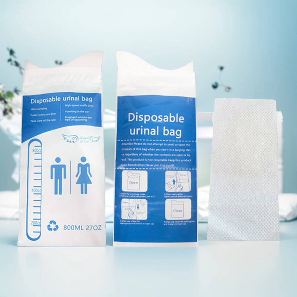 800ml Disposable Urinal Bag Outdoor Emergency Urinate Bags Leakproof Car Pee Bags Self Sealing for Traffic Jams