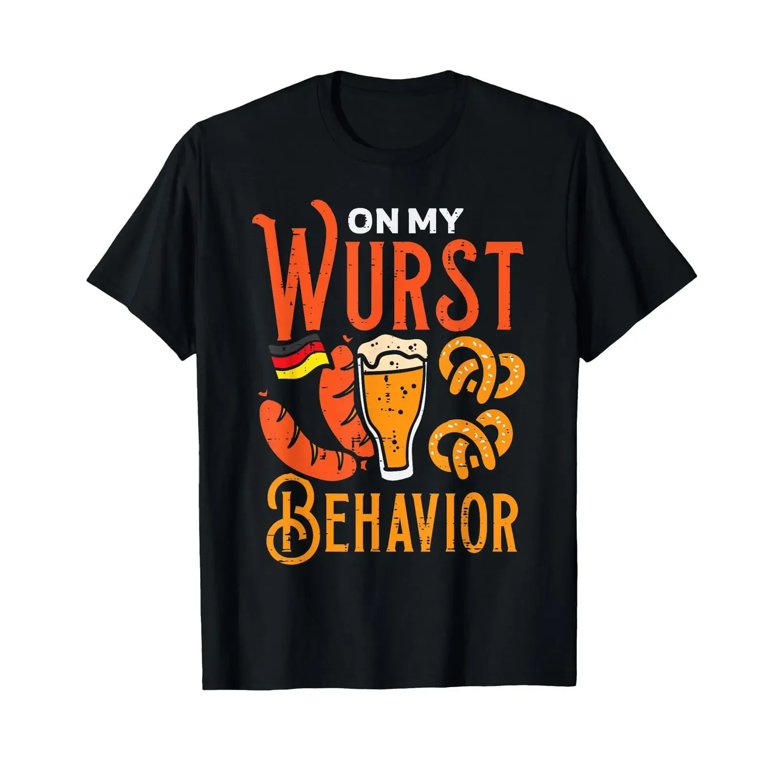 On My Wurst Behavior Funny Bavarian Oktoberfest T Shirt vintage Washed Casual graphic Slightly Stylish streetwear Breathable