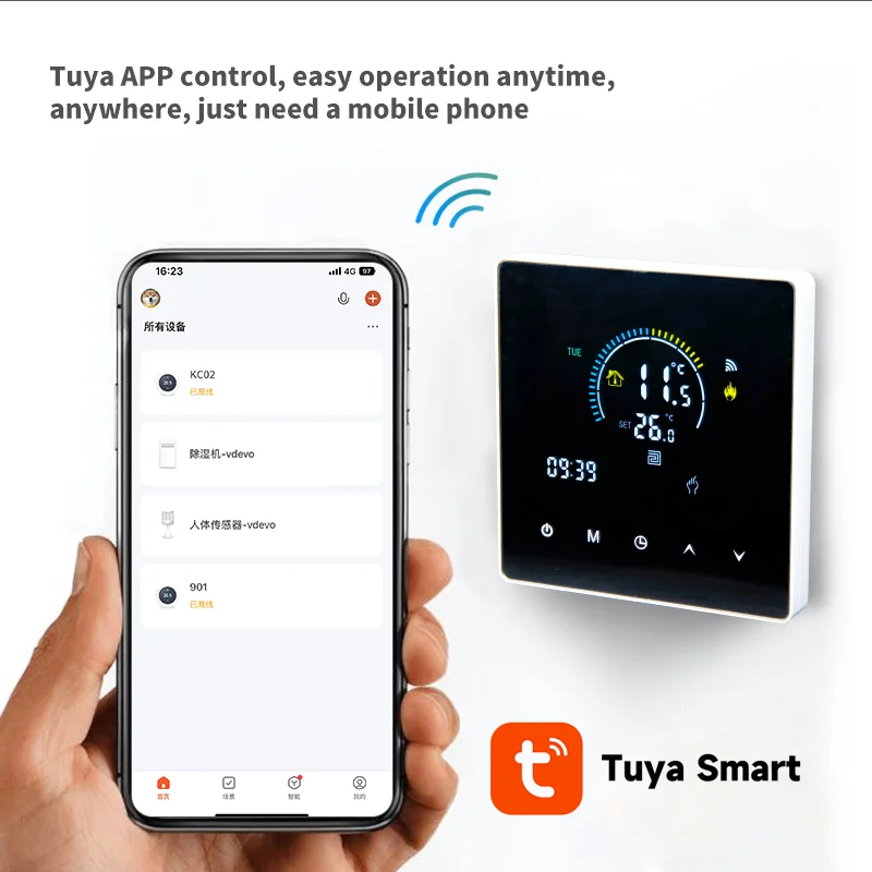 منظم حرارة ذكي واي فاي ترموستات لتدفئة الأرضية شاشة LCD موفرة للطاقة تسخين المياه أرضية دافئة تويا مساعد المنزل الذكي
