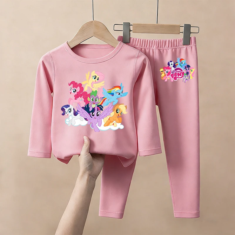 

Children Pajama Set My Little Pony Anime Character Print Dralon Two Piece Suit Girl Kawaii Winter Casual Warm Homewear Kids Gift