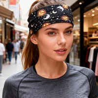 4 Pcs Wide Headbands for Women Non Slip Knotted Headhand Bandana Star Moon Head Bands Hair Wrap Yoga Workout Hair Accessories - Image 5