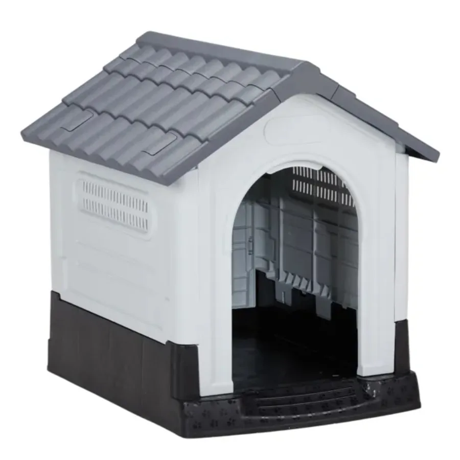

33 inch Large Plastic Dog House, Indoor Outdoor Doghouse Pet House with Air Vents and Elevated Floor, Insulated Water Resistant