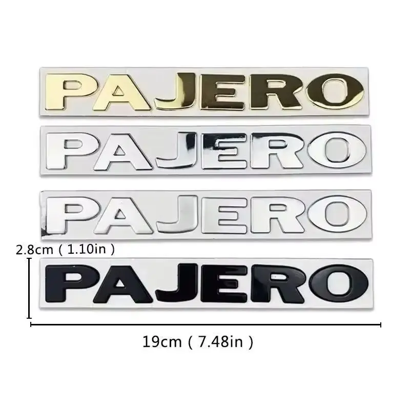 

1PC 19cm Metal Car Side Letters Emblem Trunk Sticker for Mitsubishi PAJERO Logo Decorative Badge Exterior Accessories