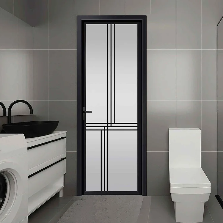 

Extremely narrow bathroom door Changhong glass partition aluminum alloy door flat open bathroom door