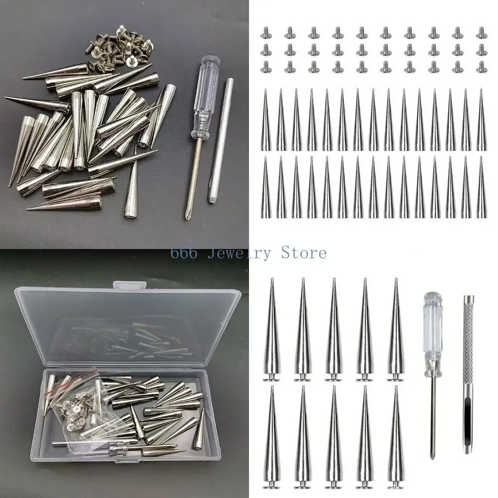 

F2TD 30 Pieces Screwback Studs Rivets for Punk Clothing and Leather Accessories Metal Studs Tree Spikes Decoration
