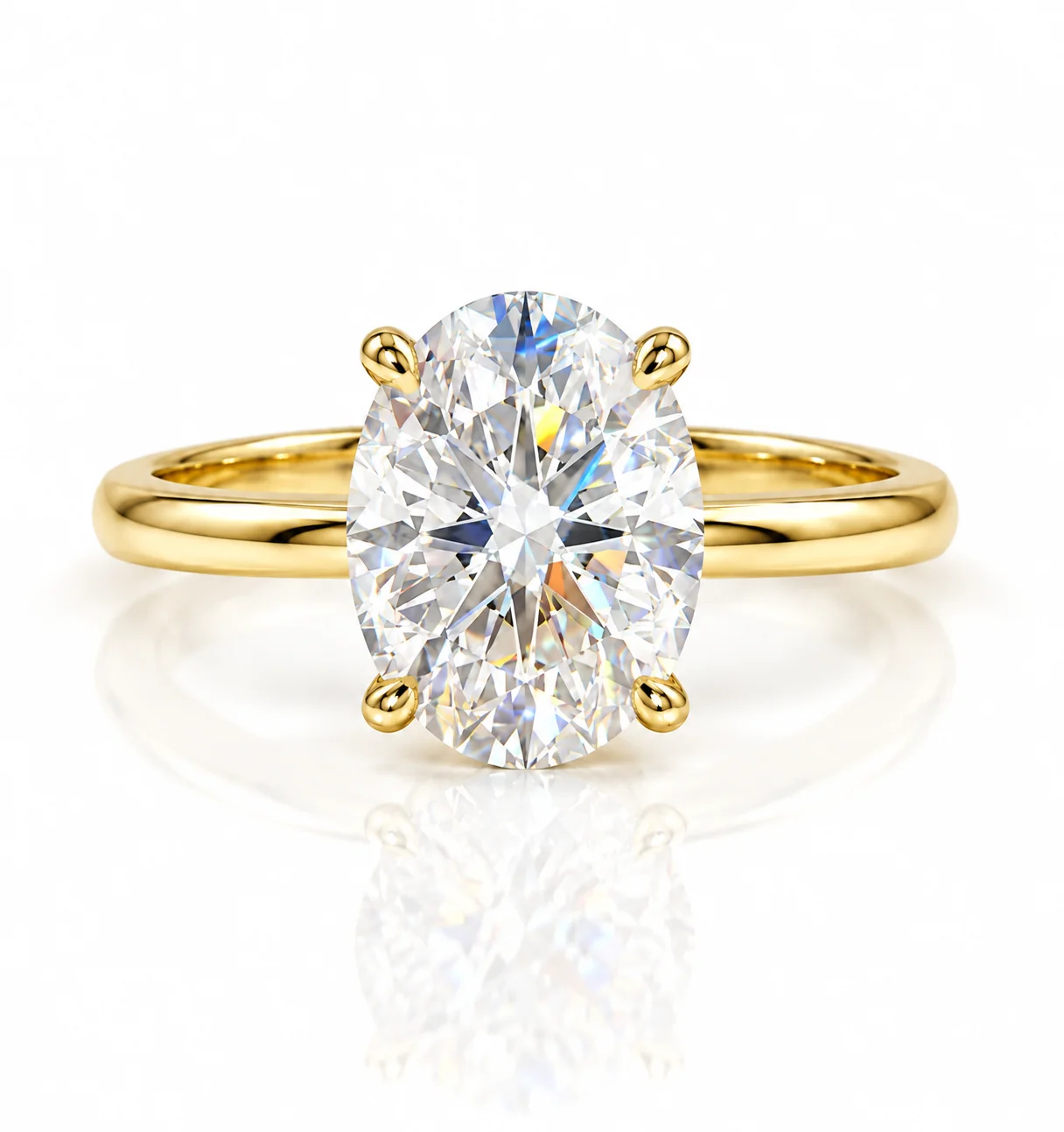 925er-Silberring mit einem 2-Karat-Oval-Moissanit; Geeignet für den täglichen Gebrauch, Hochzeiten, Bankette und Feiern. – Detail 2