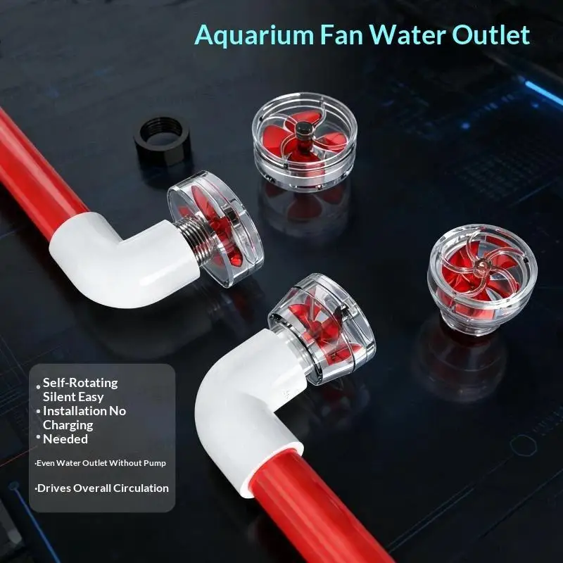 1 Stück Auto-Rotations-5-Blatt-Lüfter-Set für Aquarien-Auslassfilter, Kleeblatt-Zubehör – Detail 2