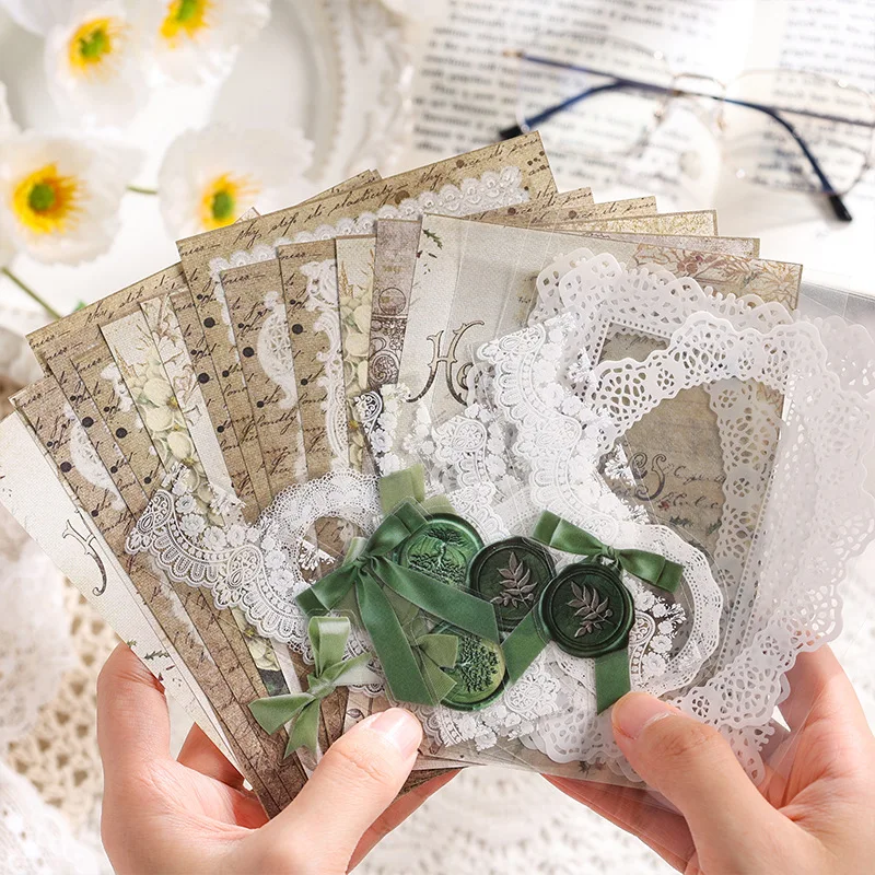 16pcs/lot Memo Pads Material Paper  vintage charm Journal Scrapbooking paper Card Background Decoration Paper