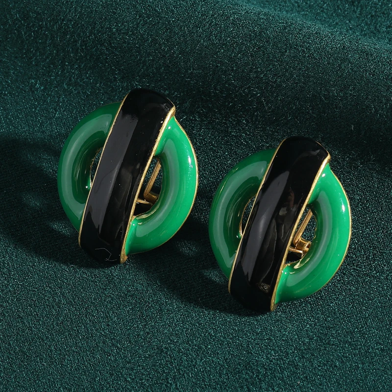 

Vintage Green Earrings Emerald Circle Stud Luxury Quality Jewelry Drip Oil Black Gold Color Mother Day Gift 2025 Trends