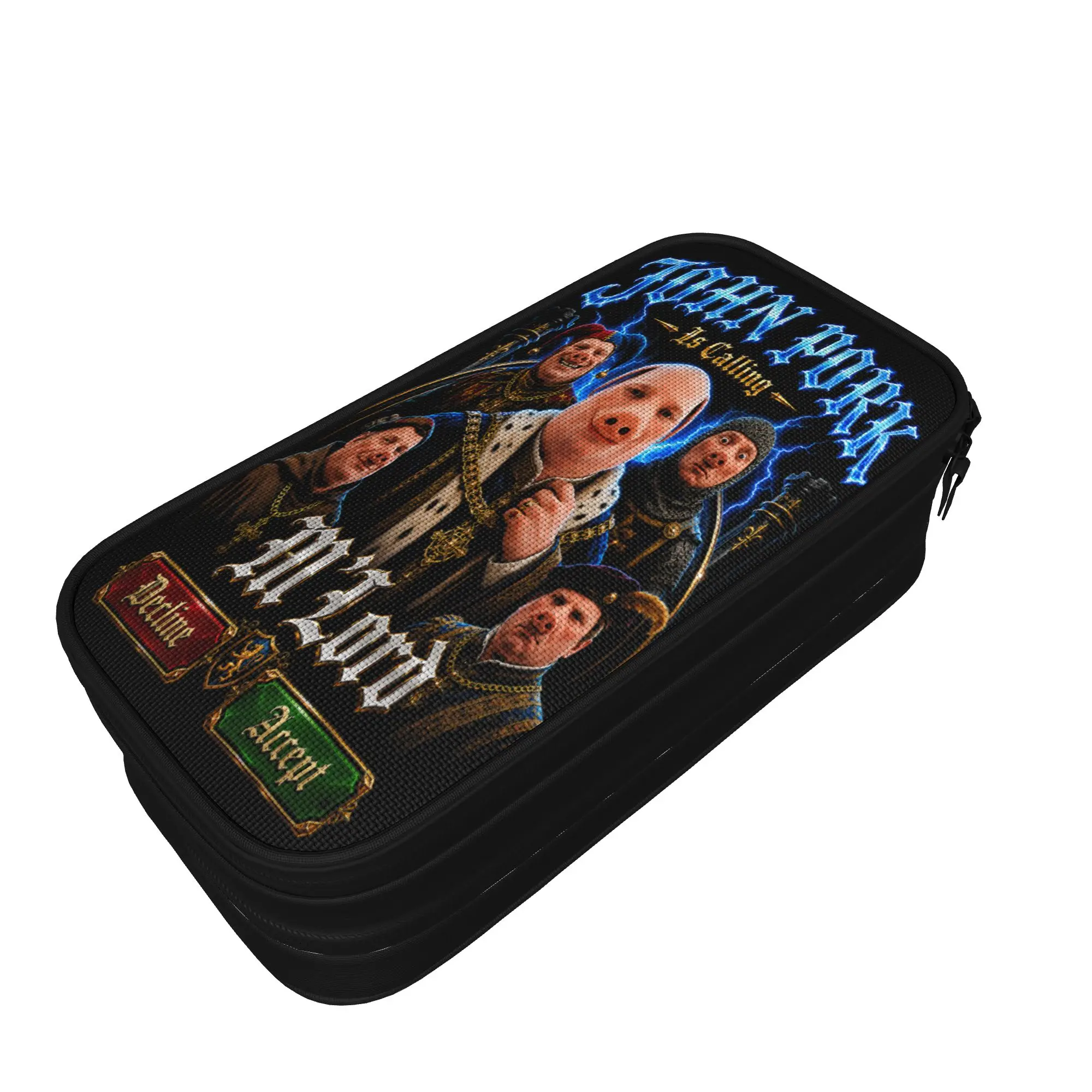 John Pork is Calling Medieval Bootleg Meme Brainrot Pencil Case Kids Cool Pencil Box Graphic School Pencil Cases Stationery