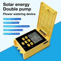 Solar Powered Dual Pump Drip Irrigation Kit Irrigation Watering System Rain Sensor Automatic Water Timer Set for Garden Lawn