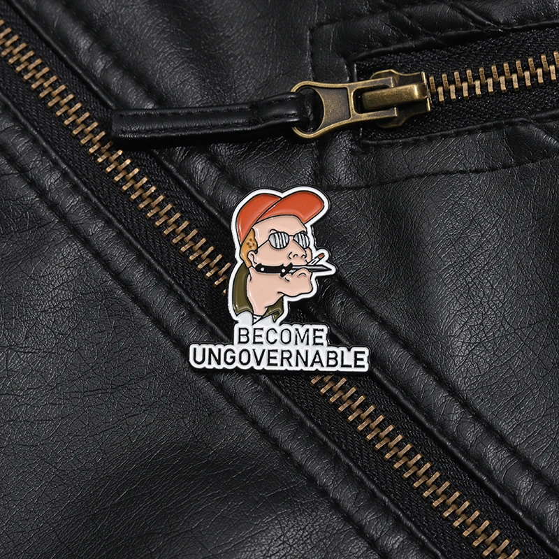 Become Ungovernable Character Enamel Pins Funny Man Wearing A Hat Metal Brooch Backpack Lapel Badge Jewelry Accessories Gift