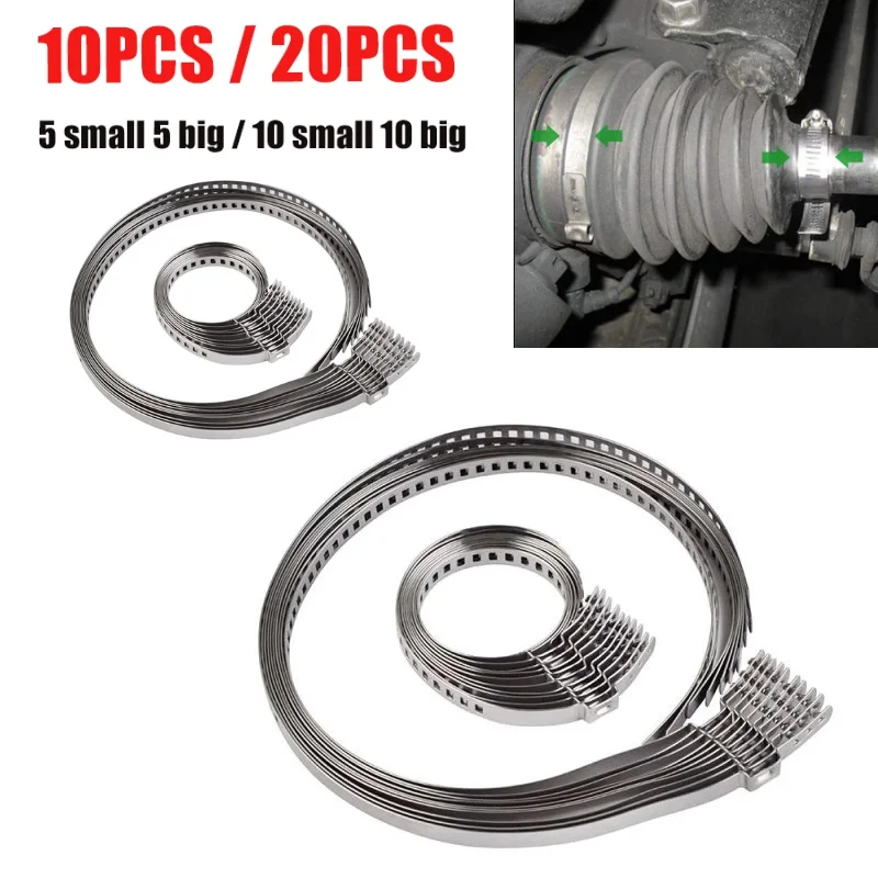 

10/20Pcs Universal Adjustable AXLE CV Joint Boot Crimp Clamp Kit 31- 41mm 70- 125mm 5/10 Small +5/10 Big