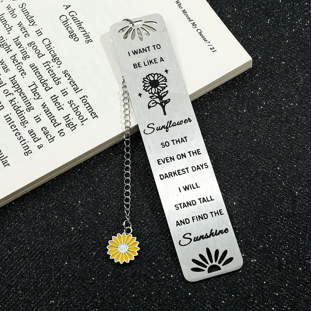 Inspirational Sunflower Bookmark High Quality Stainless Steel Exquisite Bookmark for Men Women Page Mark Stationery Supplies