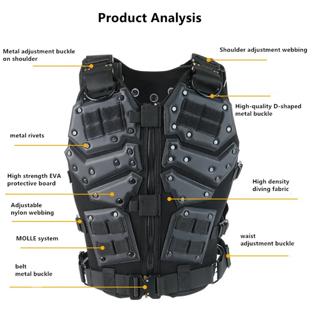 Gilet tattico estensibile portapacchi leggero Body Armor MOLLE caccia militare softair Protect Gear Combat Uniform Safety