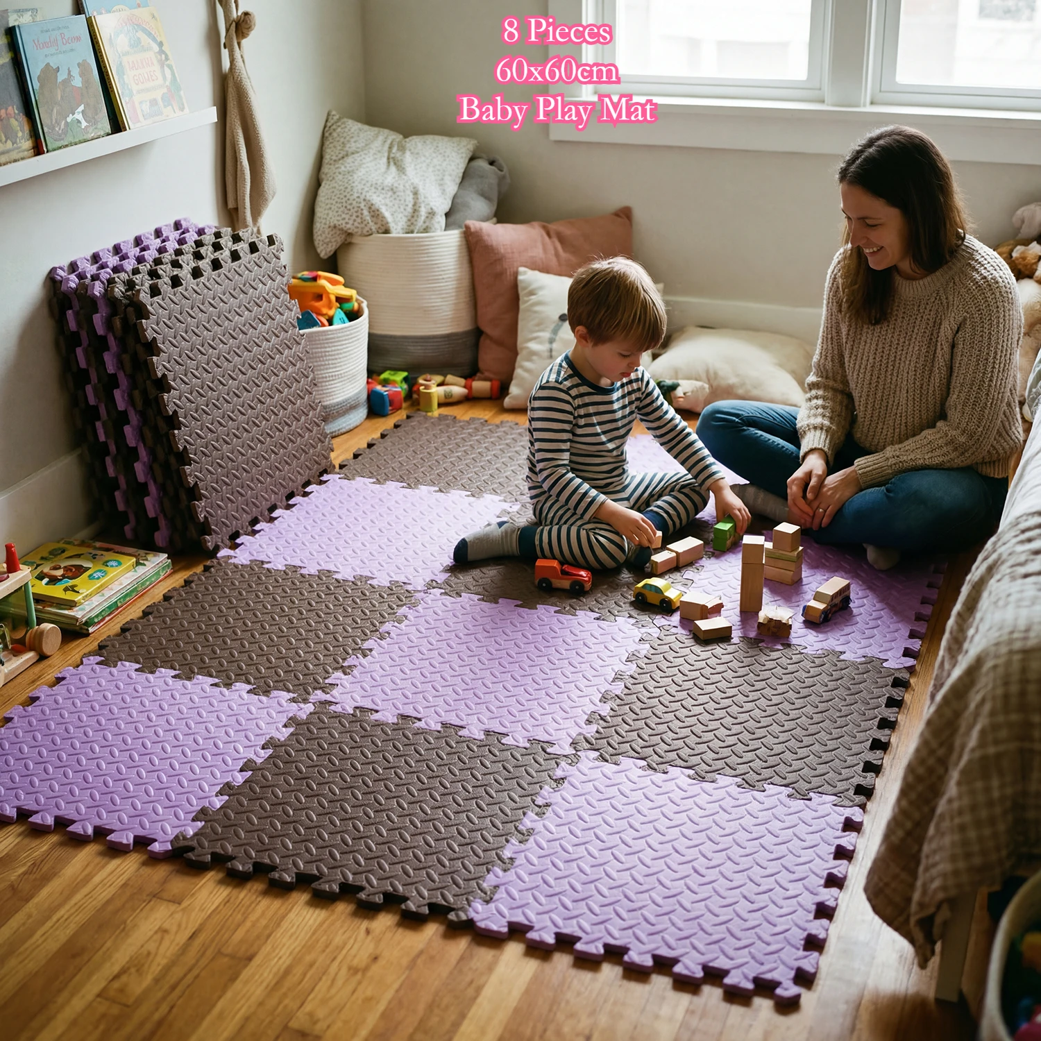 

Набор из 8 ковриков-пазлов для детей, 60x60 см, толщина 1 см, из ЭВА-пены, мягкий напольный коврик для ползания, для детской комнаты, игровой зоны, спортзала