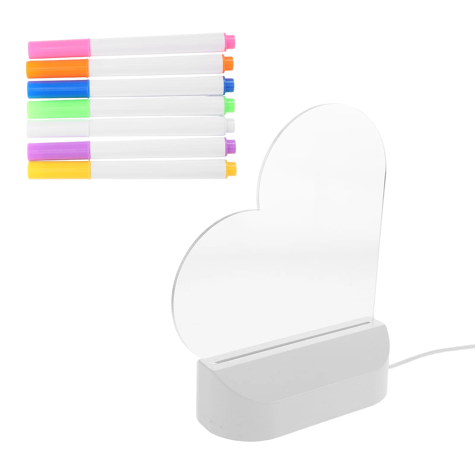 

1Set Acrylic LED Message Board Heart Shaped Erasable Writing Tablet Portable Night Light Desktop Memo Board Kids Adults