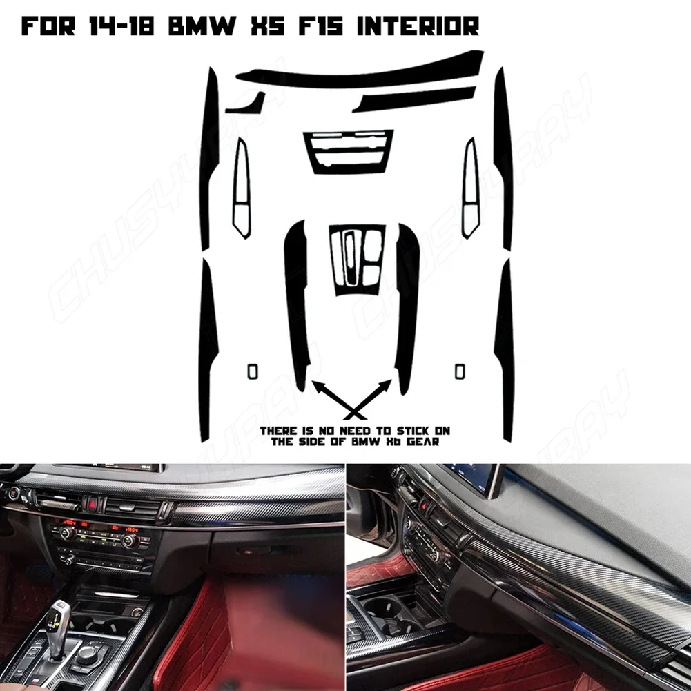 

Car Interior Trim Sticker 3D Parts Replacement Black Carbon Fiber Fittings For BMW F15 14-18 Practical Brand New
