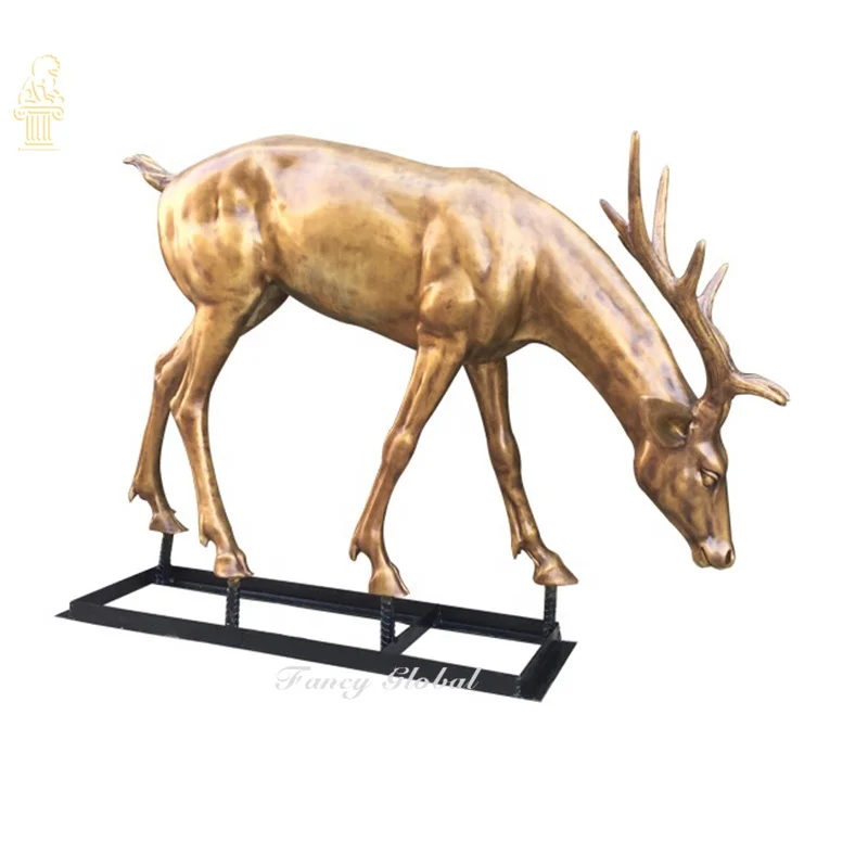 FANCY Modern Art Garden Decoration Life Size Statues Bronze Standing Deer Statue Sculpture