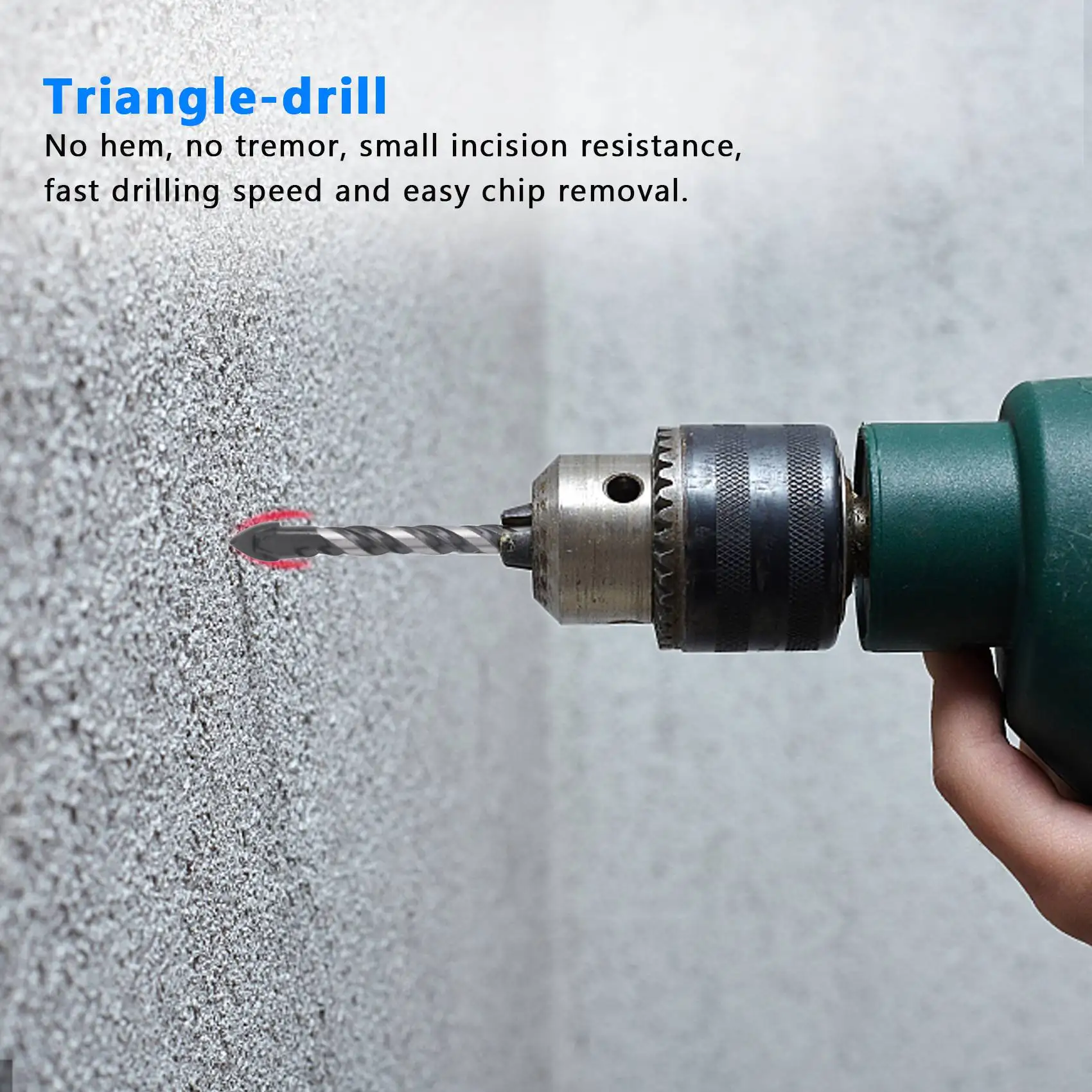 5 Pcs Multi-Material Drill Bit Set for Tile,Concrete, Brick, Glass, Plastic and Wood Tungsten Carbide Brick Wall