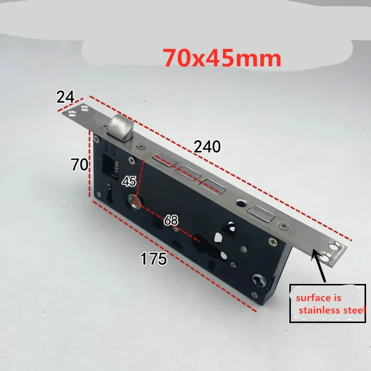 24x240mm Universal Narrow Security Mortise Door Lock body Size 70*45MM 70*50 MM Mortise door Locks Accessories