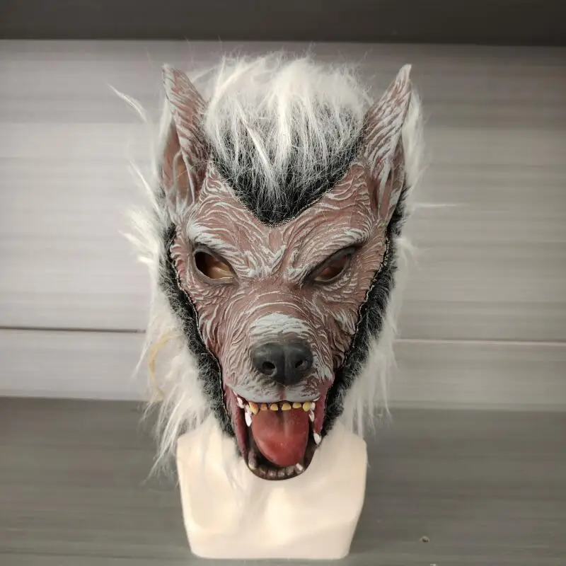 Werwolf Maske Realistische Wölfe Cosplay Masken mit Haar Latex Wolf Anime Halloween Kostüm Karneval Party Maskerade Helm