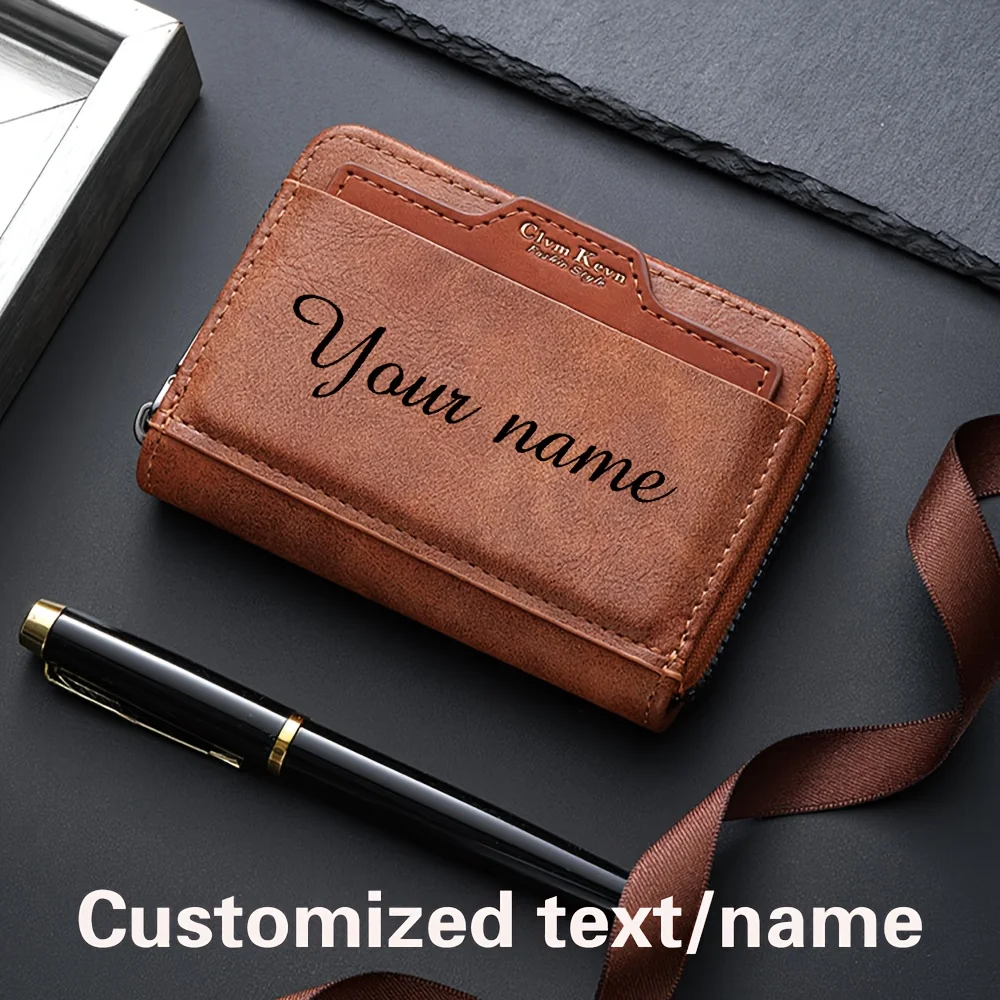 Personalisierte RFID-blockierende Geldbörse für Herren, Ausweiskartenhalter, Mini-Bankkartenetui, personalisiertes Geschenk zum Vatertag