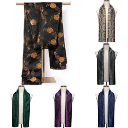 Fashion Silk Scarf For Men Black Gold Floral Spring Autumn Jacquard Accessories 160*50cm Business Party Barry.Wang Male Gift