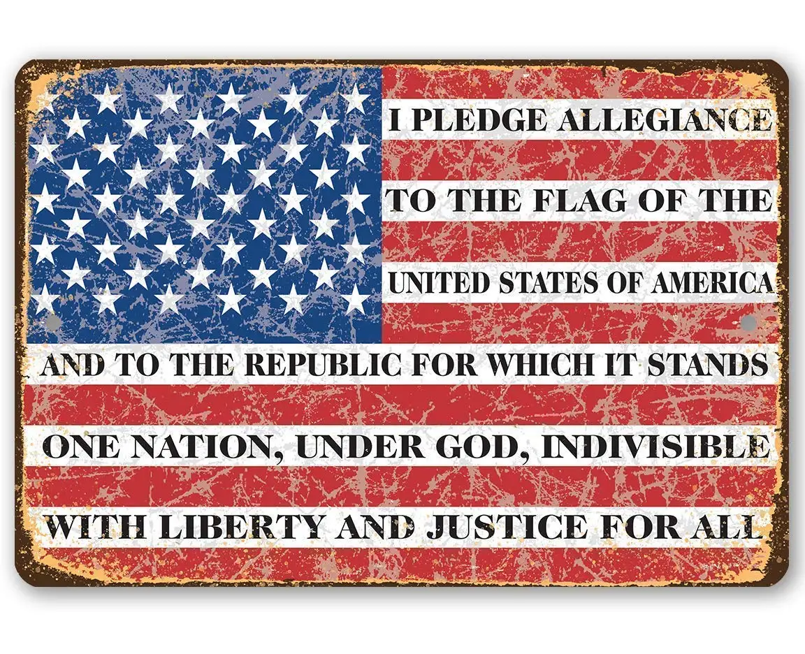 Metal Sign - I Pledge Allegiance To The Flag - Vintage American Flag Decor, Patriotic Door Display and Independence Day Dec sign