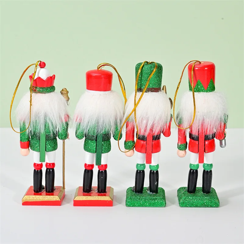 Cascanueces de madera de colores navideños, soldado, Cascanueces, banda de juego, muñecas, adornos artesanales de escritorio, 12,5 cm