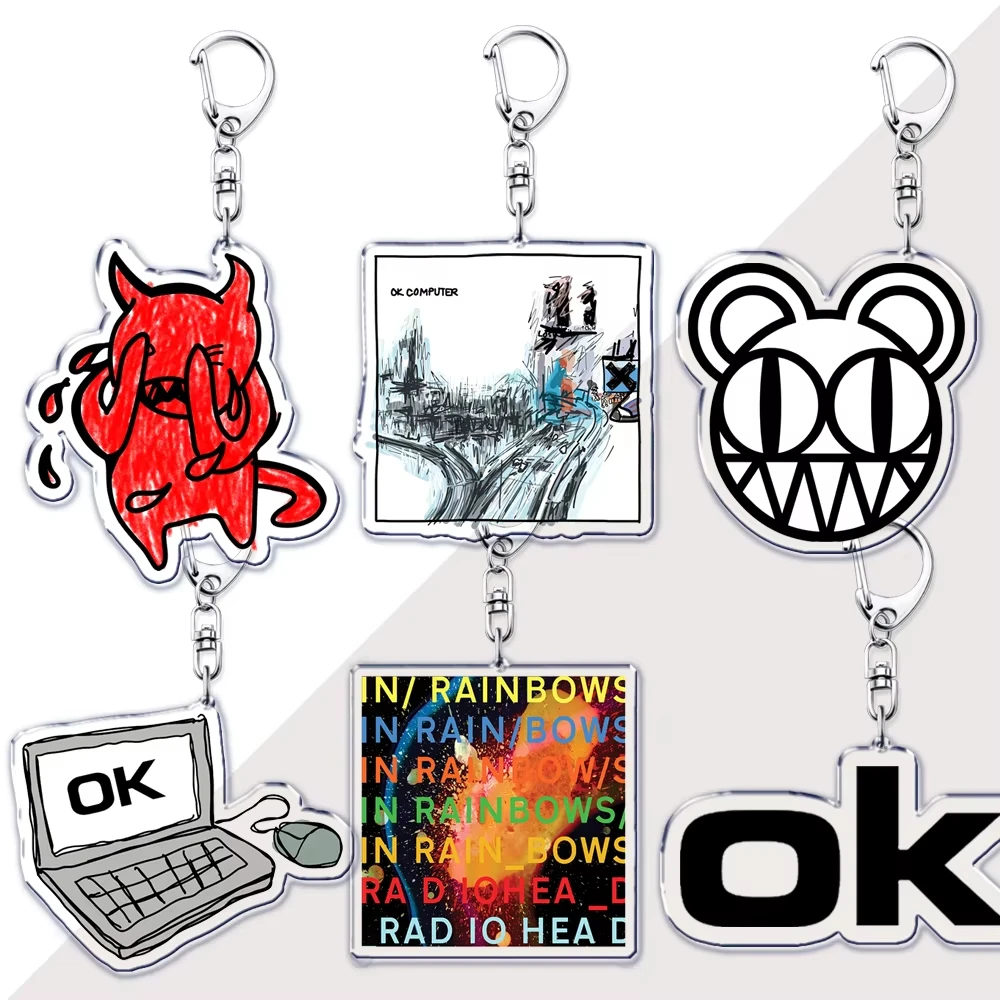 Indie Band Thom Yorke Keychains for Women Accessories Ok Computer in Rainbows Alternative Creep Music Keyring Fans Friends Gifts
