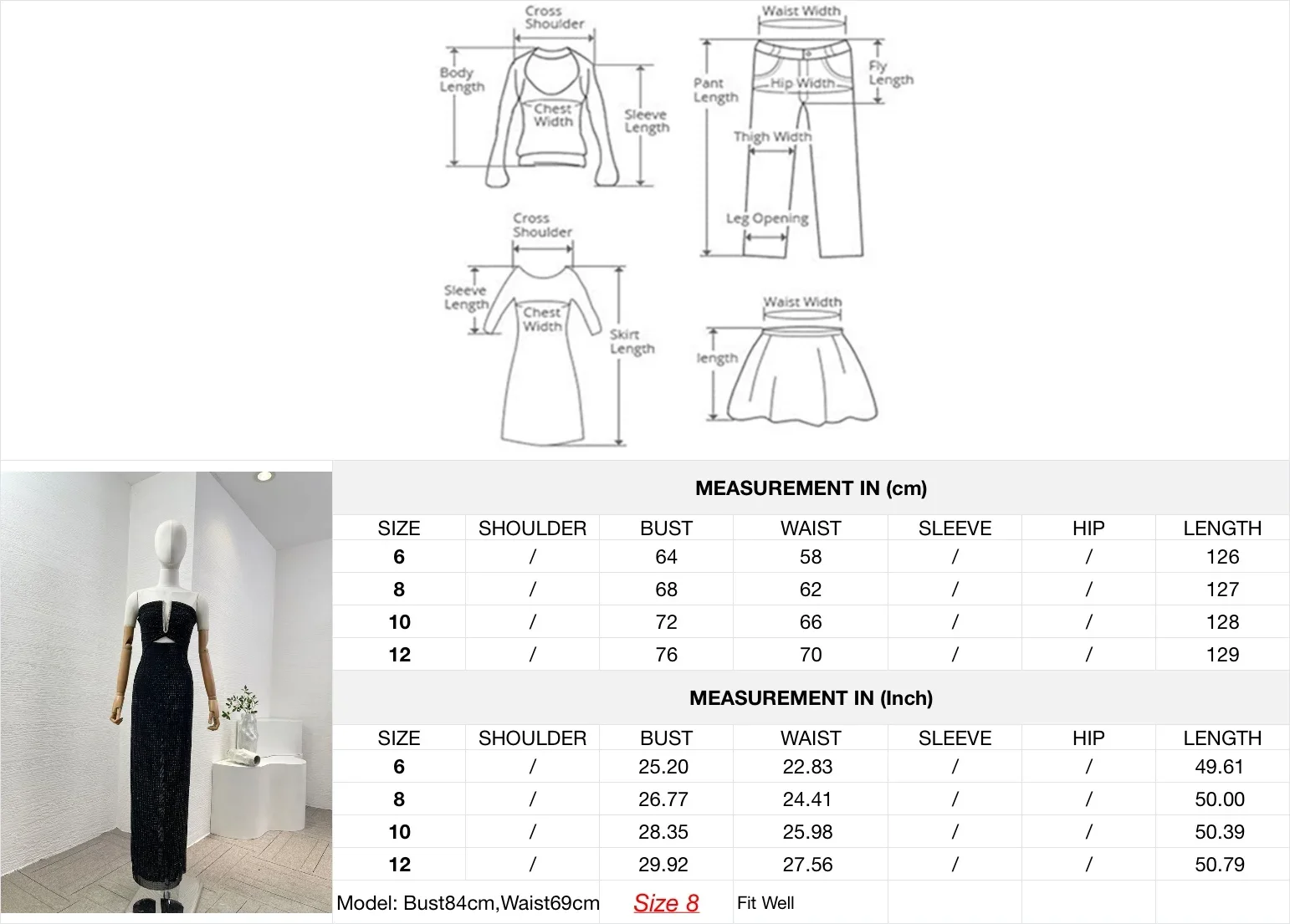 Zwart 2024 nieuwe topkwaliteit zomer mouwloze uitgesneden diamanten strapless split zoom dames feest zeemeermin maxi-jurk