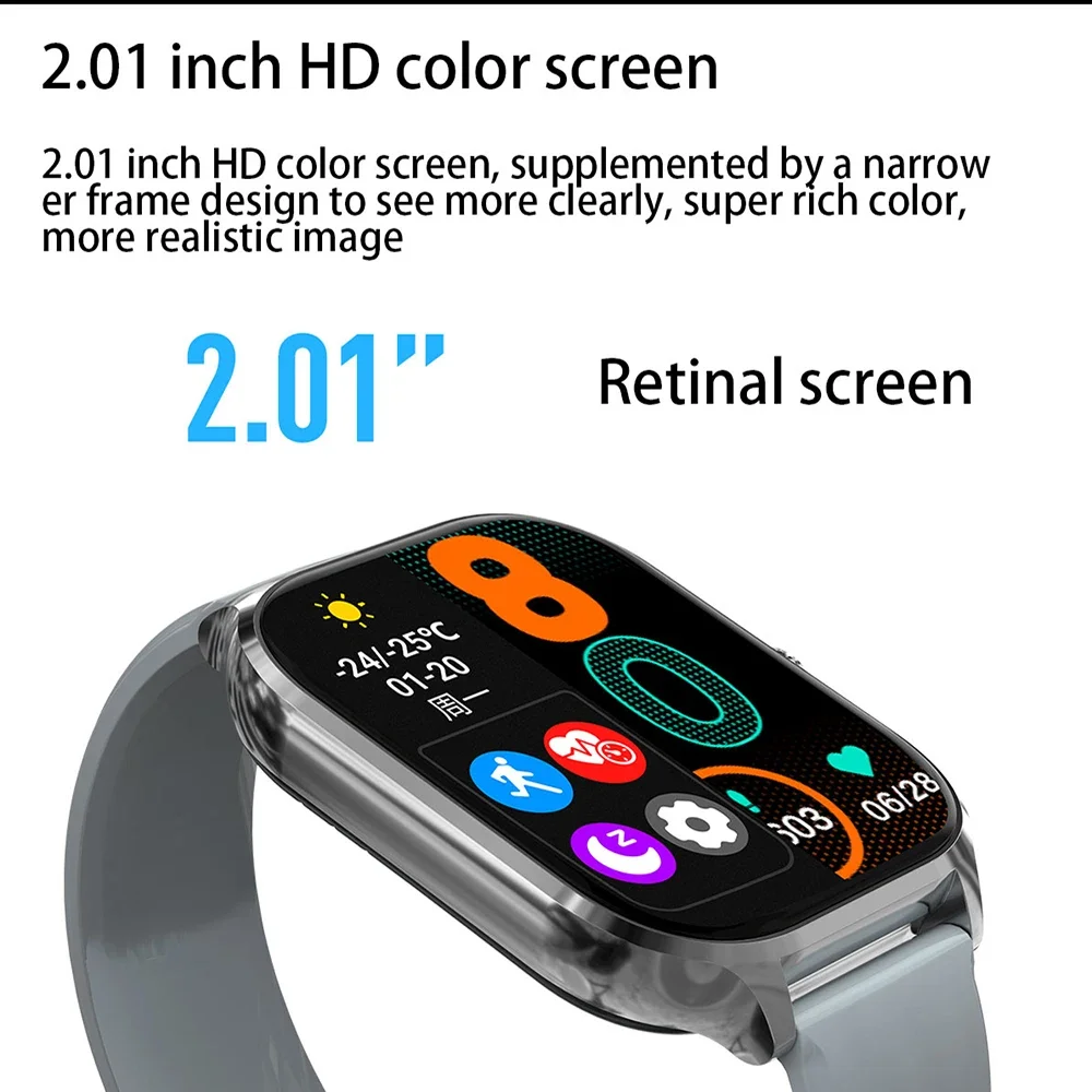 NEW 2.01\'\' Smartwatch Fitness Tracker Clock Sports Smartband Blood Pressure Monitor Smart Watches for Men Women IOS Android 2026