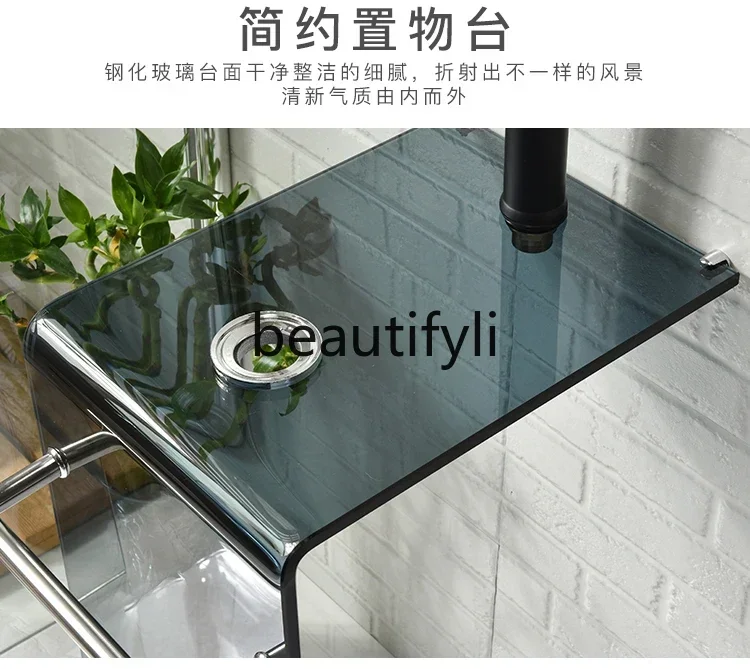

D80 No punching balcony glass wash basin Wash basin Floor-to-ceiling courtyard Outdoor wash basin