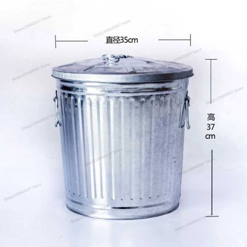 For Fireproof Trash Can Galvanized Bucket Marine Sanitation with Lid Round