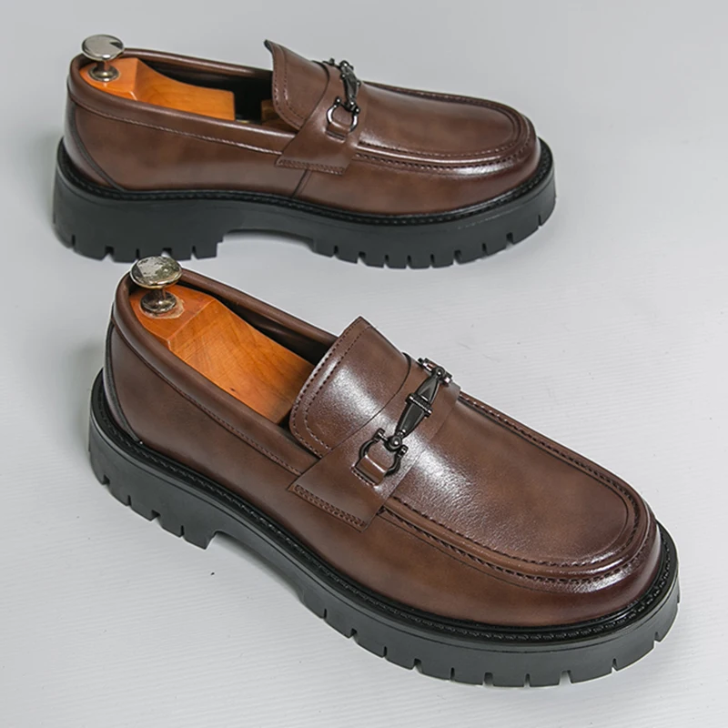 

Модные кожаные туфли на платформе для мужчин, классические офисные деловые туфли, мужские лоферы, свадебные кожаные туфли для мужчин